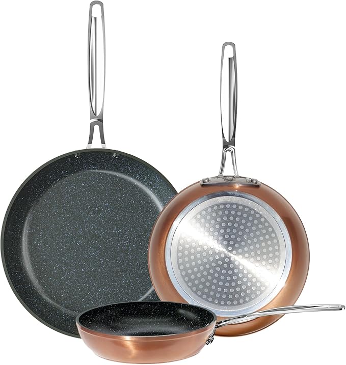 Nuwave 3-Piece 8”, 12” Forged Lightweight Frying Pan Set, G10 Healthy Duralon by NuWave