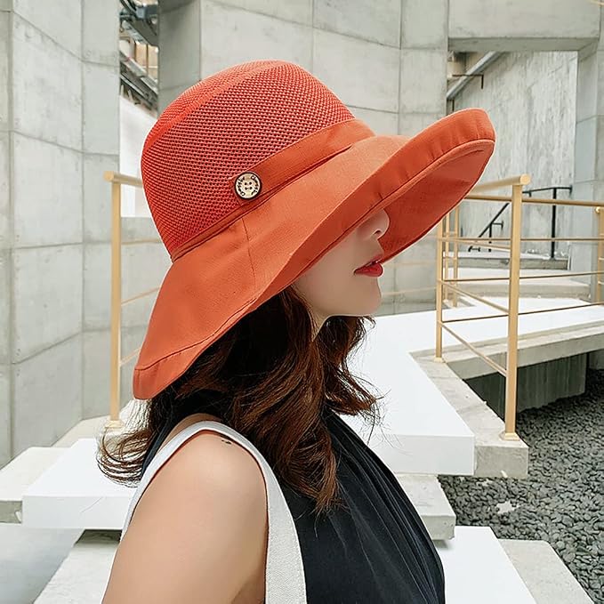 Women Wide Brim Sun Hats Metal Wired Edge Summer UV Protection Beach Fishing Hat - Image 2