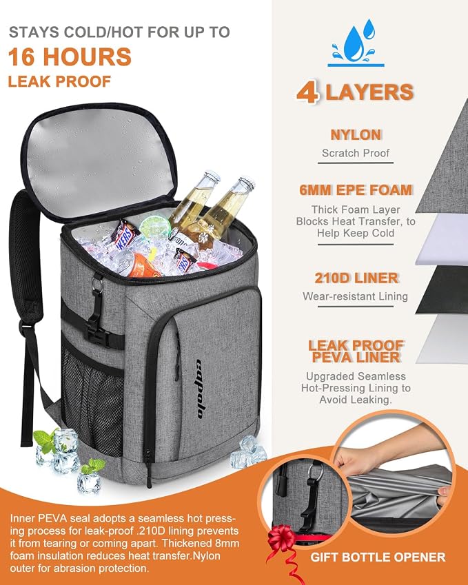 Capolo 36/45 Cans Cooler Backpack Insulated Waterproof - Image 4