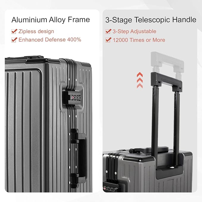 24 Inch Check-In Luggage Aluminum Frame Zipperless Luggage, Hard Shell Suitcase - Image 7