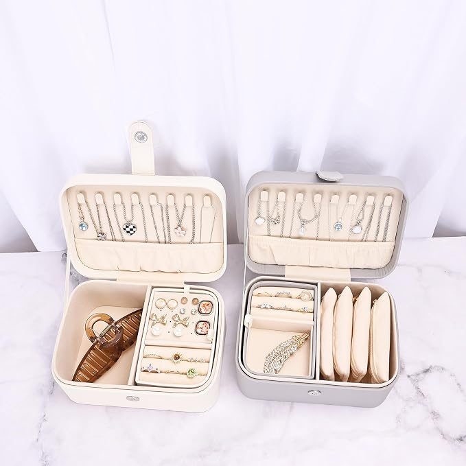 2 Layer Portable Jewelry Box, Large Jewelry Travel Case - Image 7