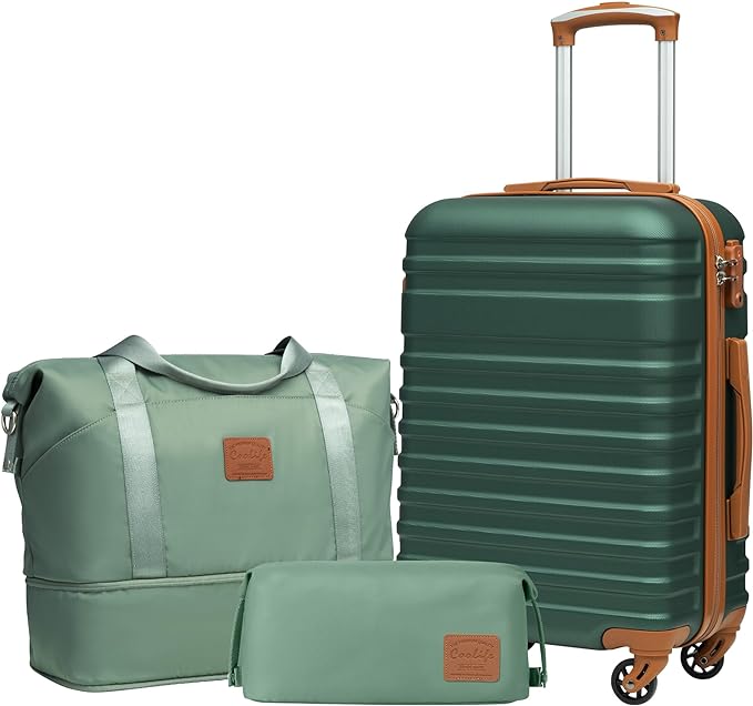 Coolife Suitcase Set 3 Piece Luggage Set Carry On Hardside Luggage by COOLIFE