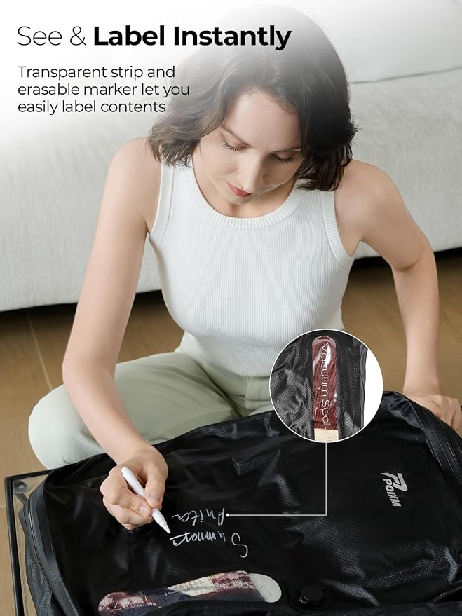 Vacuum Bags for Travel, 180° Open Zipper, IP67 Waterproof, Reusable Space Saver - Image 5