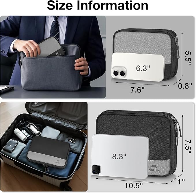 MATEIN Cord Organizer Travel Case 2 Pack, Water Resistant Tech Organizer Pouch - Image 6