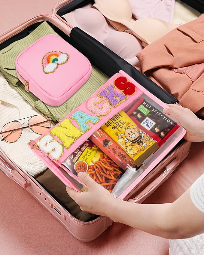 2 Pcs Snack Pouch Chenille Letter Clear Zipper Snack Bag, Nylon Snack Pouch - Image 7