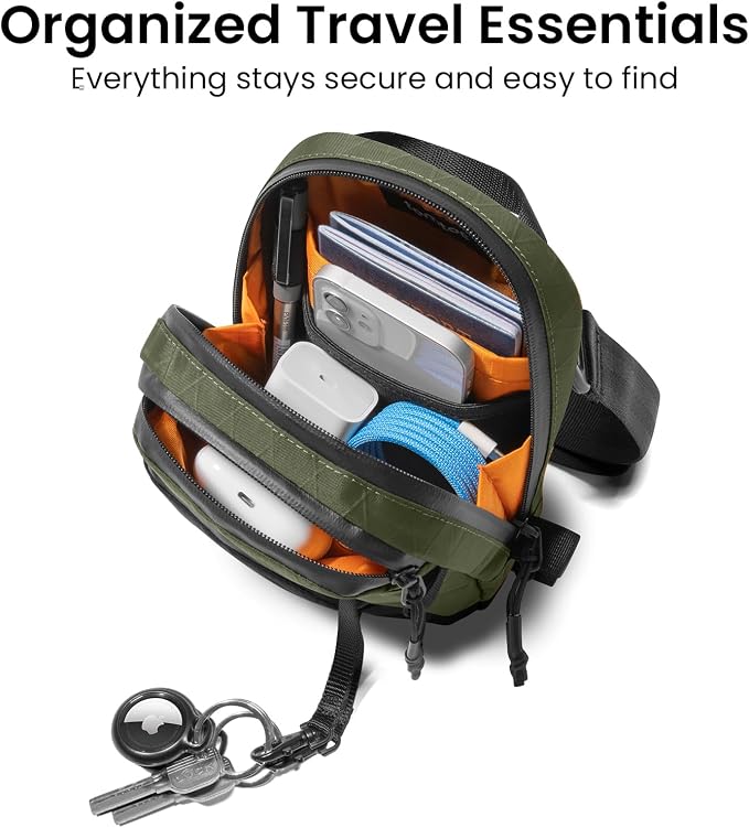 tomtoc Aviator-T37 X-Pac Travel Crossbody RFID Blocking Bag, Holds 4-6 Passports - Image 3