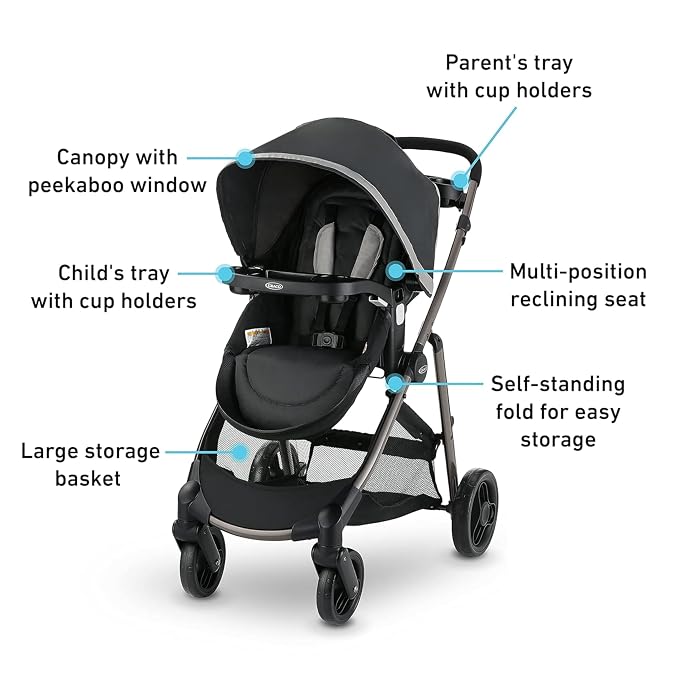 Graco Modes Pramette Travel System, 3-in1 Modular Carseat Stroller Combo - Image 4