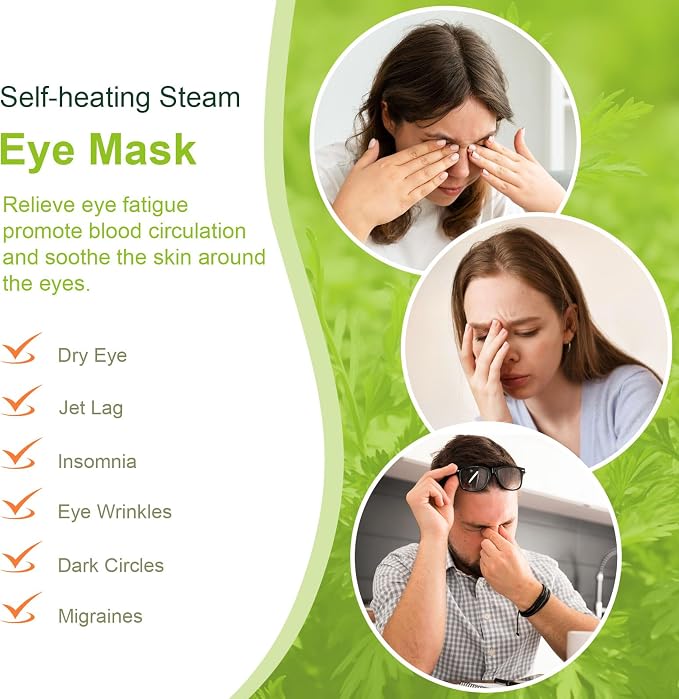 10 Packs Steam Eye Mask, Wormwood Steam Eye Masks Disposable, Self-Heating - Image 3