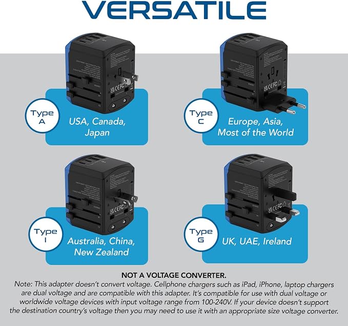Ceptics Universal Travel Adapter, 5 in 1 Universal Laptop Charger - Image 5