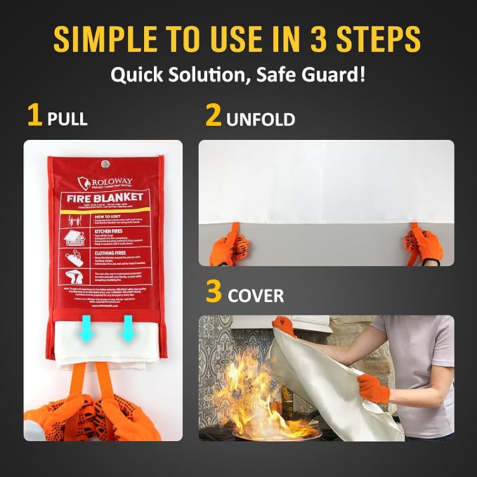 ROLOWAY Emergency Fire Blanket for Home and Kitchen, Fire Blankets Emergency - Image 6