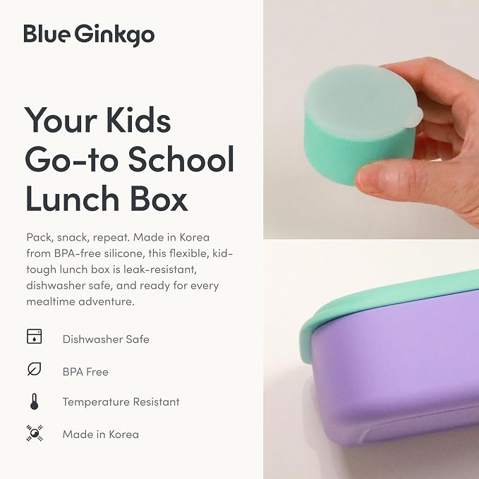 BLUE GINKGO Silicone Lunch Box Set – Durable Heavy-Duty Silicone Bento Box - Image 5