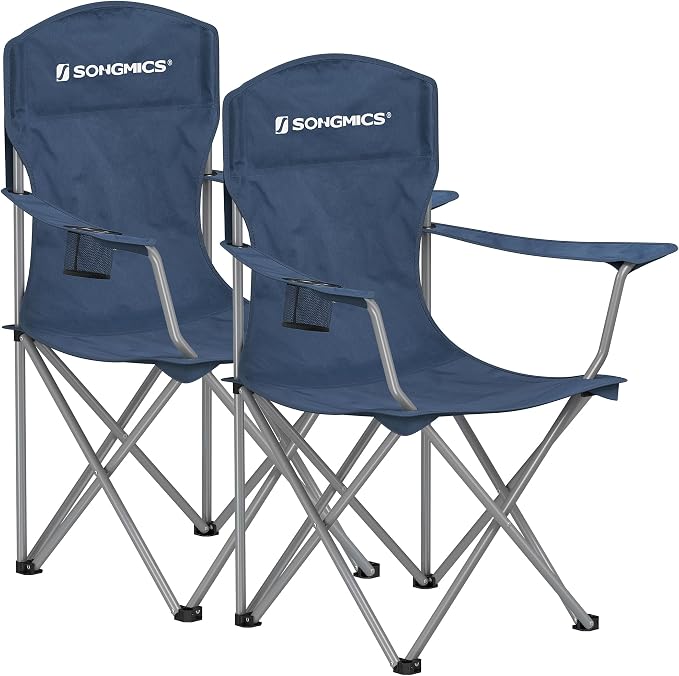 SONGMICS 2 Pack Folding Camping Chairs, Load 330 lb, Cup Holder and High by SONGMICSbySONGMICSHOME