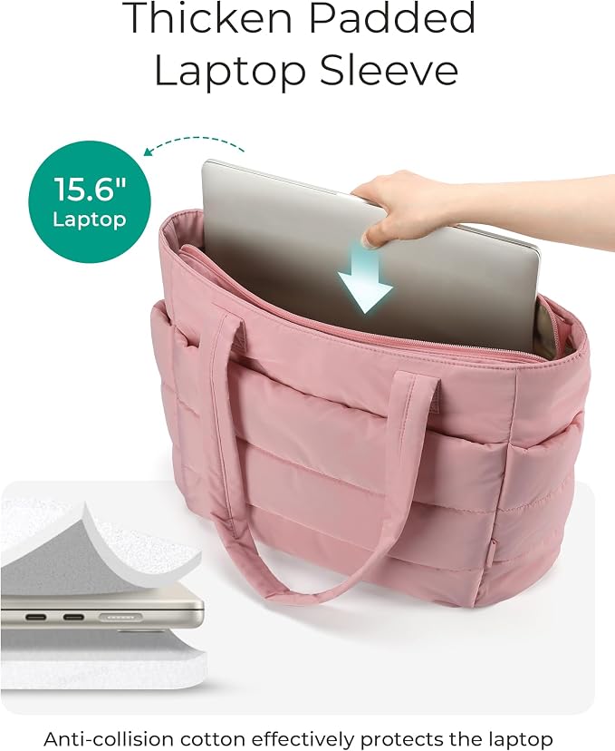 BAGSMART Tote Bag for Women, Lightweight Puffy Tote Bag - Image 4
