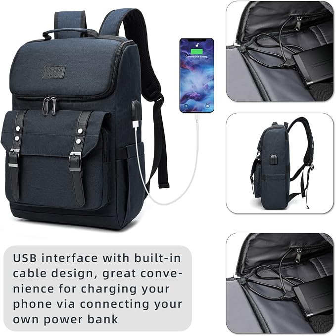 YALUNDISI Vintage Backpack Travel Laptop Backpack - Image 2