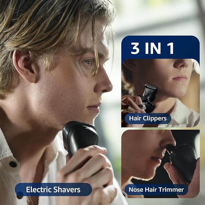 Cordless Electric Razor for Men: 3-in-1 Shaver for Beard/Nose/Sideburns - Image 3