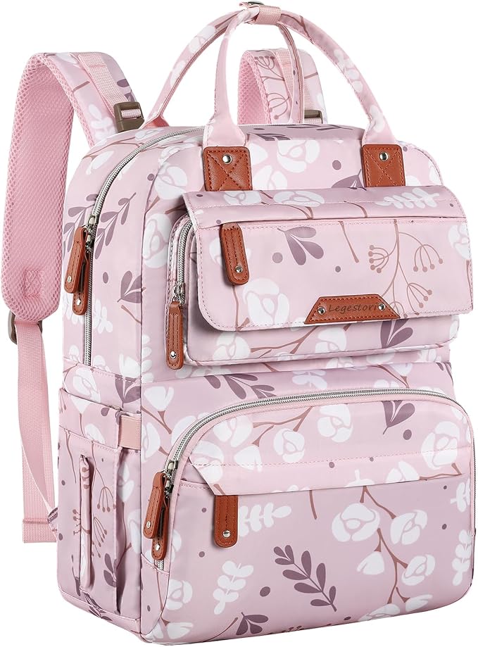 Diaper Bag Backpack for Baby Girl, Large Pink Floral Baby Diaper Bags, Baby by Legestori