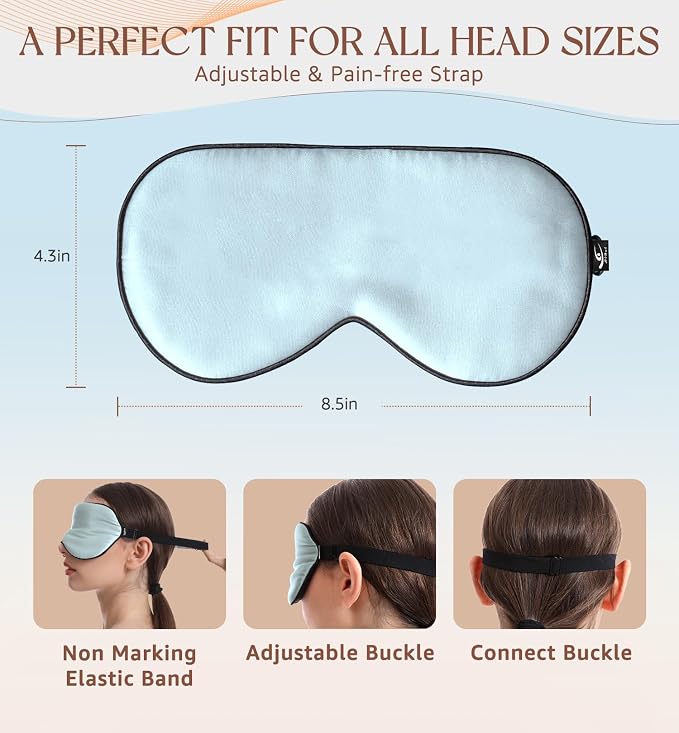HiRui Silk Sleep Mask, 100% Natural Mulberry Silk of Double-Sided & - Image 5