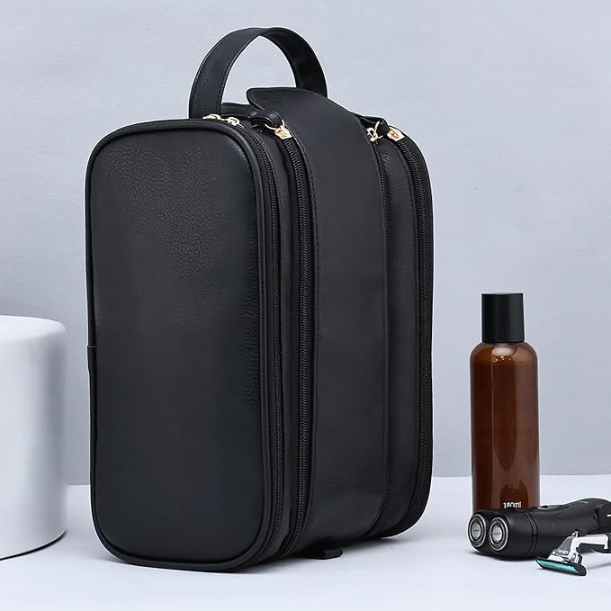 Travel Toiletry bag for men PU Triple-layer Double Zipper Toiletry Bags - Image 8