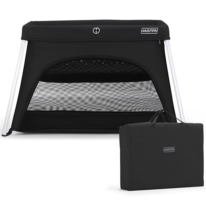 HARPPA Travel Crib with Comfy Mattress, Lightweight Portable Crib Requires No by HARPPA