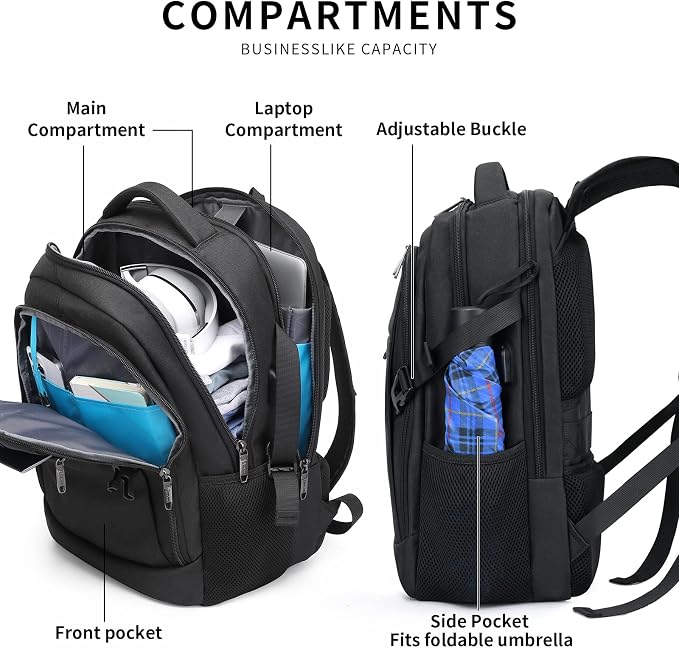 DUSLANG Anti-Theft Laptop Backpack, 15.6-14-13 Inch Laptop Sleeve, USB Charging - Image 3