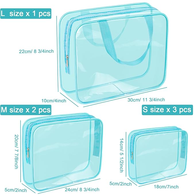 APREUTY Clear Makeup Bags, TSA Approved 6 Pcs Cosmetic Makeup Bags Set Clear PVC - Image 2