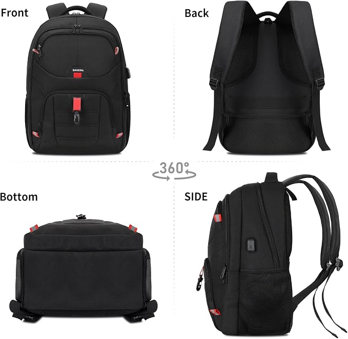 Black Backpack for Men Women, School Backpack for Boys Girls Teens, Backpacks - Image 7