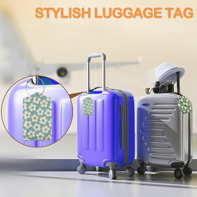 Vintage Cream Daisy 3 Pack PU Leahter Luggage Tag - Image 5