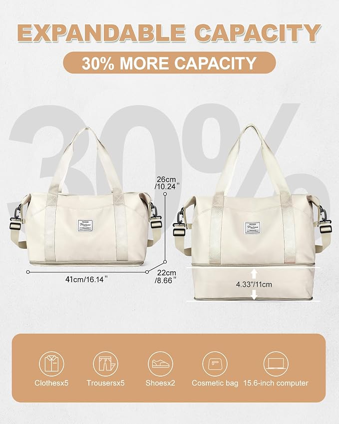 Travel Duffel Bag, Sports Tote Gym Bag, Shoulder Weekender Overnight Bag - Image 3