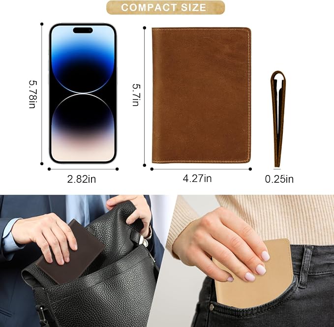 Real Leather Passport Holder for Men and Women, Handmade Wallet Cover Case - Image 5