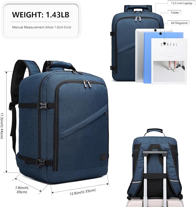 Kono Carry on Backpack, Waterproof Lightweight Daypack - Image 3