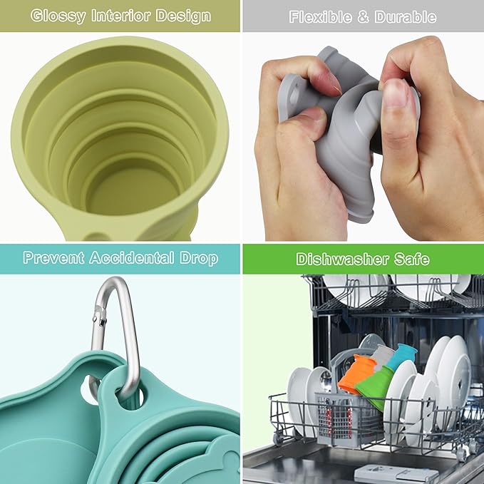 IYYI Collapsible Cup for Traveling, Silicone Foldable Cup, Camping Mug - Image 5