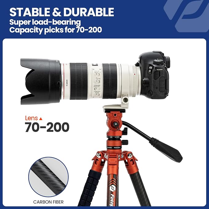 Fotopro Carbon Fiber Tripod 2.3lbs Ultralight 62 Inch Portable Travel Video - Image 5