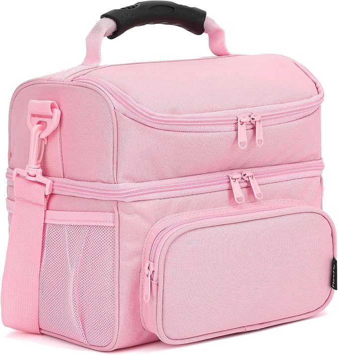 FlowFly Double Layer Cooler Insulated Lunch Bag Adult Lunch Box Large Tote Bag by FlowFly