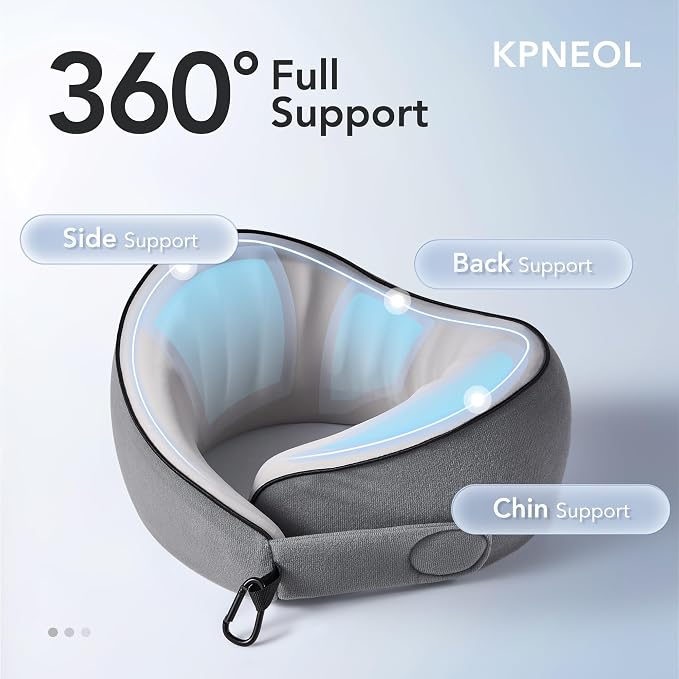 Travel Pillow, 100% Pure Memory Foam Travel Neck Pillow Airplane Neck Support - Image 2