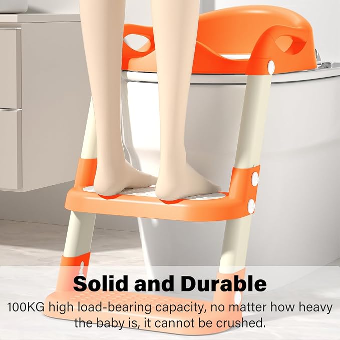 Potty Training Seat with Step Stool Ladder, Adjustable Foldable Potty Seat - Image 4