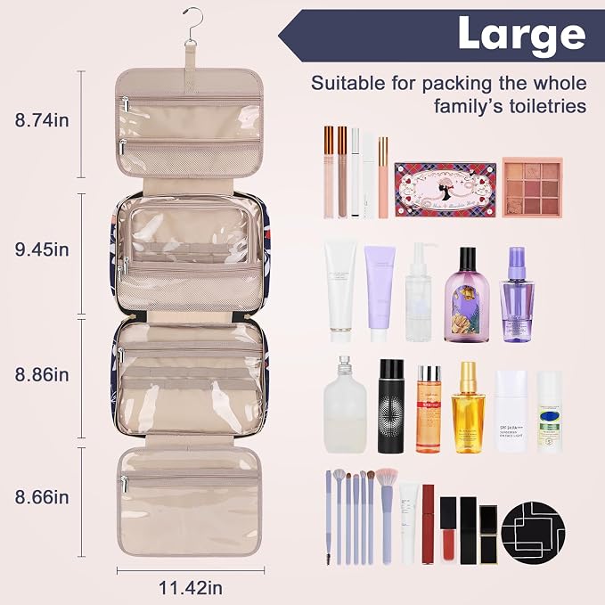 Wedama Toiletry Bag for Women, Large Cosmetic Travel Bag, Hanging Toiletry Bag - Image 2
