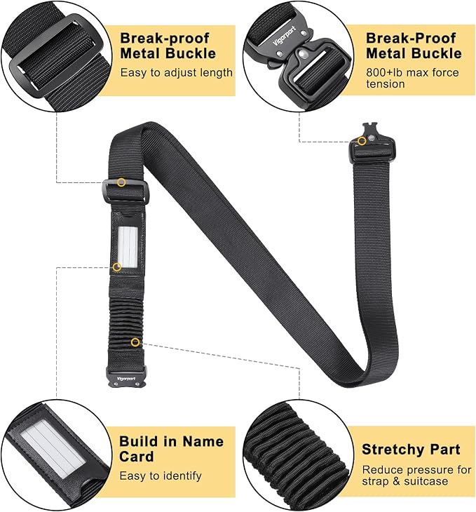 Vigorport Luggage Straps for Suitcases TSA Approved Suitcase Belt, Heavy Duty - Image 4