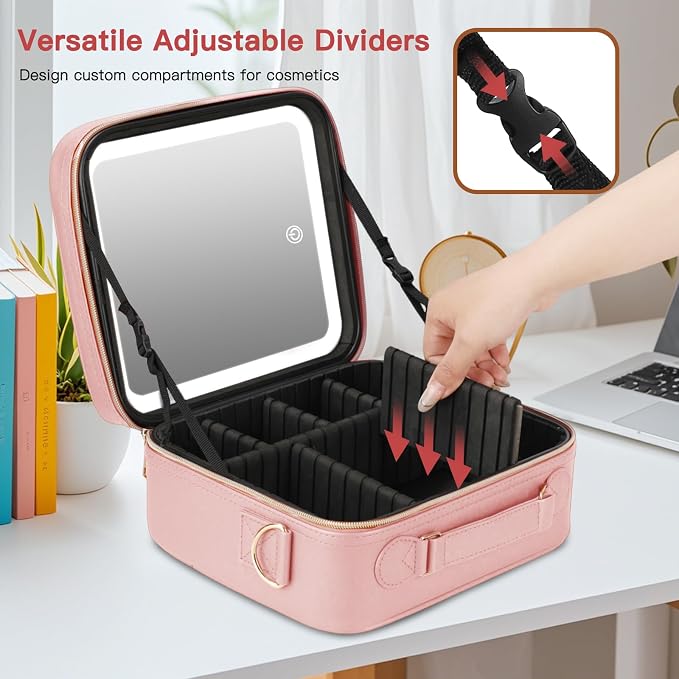 Travel Makeup Bag with LED Mirror, Cosmetic Bags - Image 5