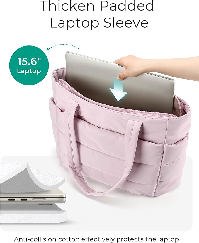 BAGSMART Tote Bag for Women, Lightweight Puffy Tote Bag - Image 4