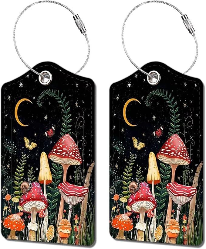 2 Pack Luggage Tag for Suitcase, Cute Unique Leather Bag Tags Identifiers by BestEioyo