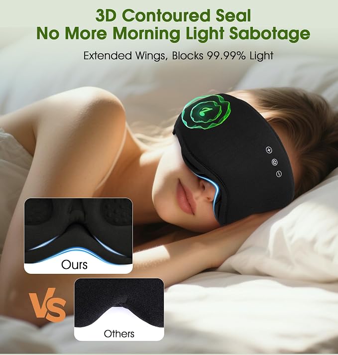 LC-dolida Bamboo Cotton Bluetooth Sleep Mask, 2 in 1 3D Soft Sleep Mask - Image 8