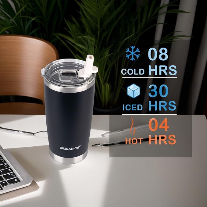 Night 20 oz Tumbler with Lid Straw, Stainless Steel Vacuum Insulated Cups - Image 7