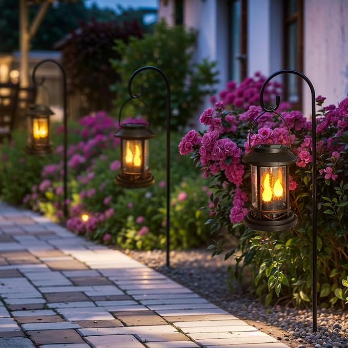 Beautyard Outdoor Solar Candles Lights Flickering Decorative Lantern Stake - Image 3