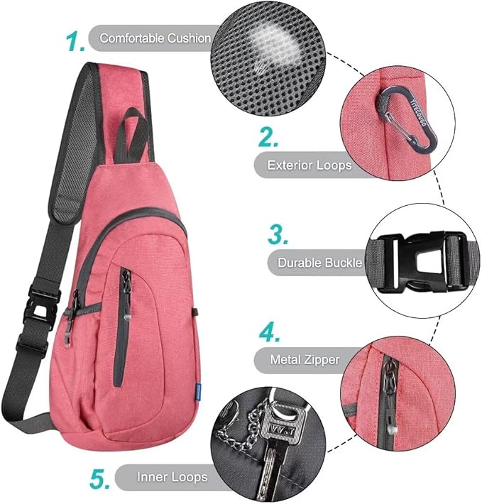 TITECOUGO Small Sling Bag, Lightweight Crossbody Backpack - Image 5
