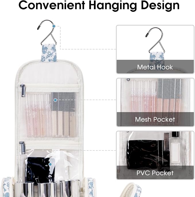 Narwey Hanging Toiletry Bag for Women Travel Makeup Bag Organizer Toiletries - Image 4