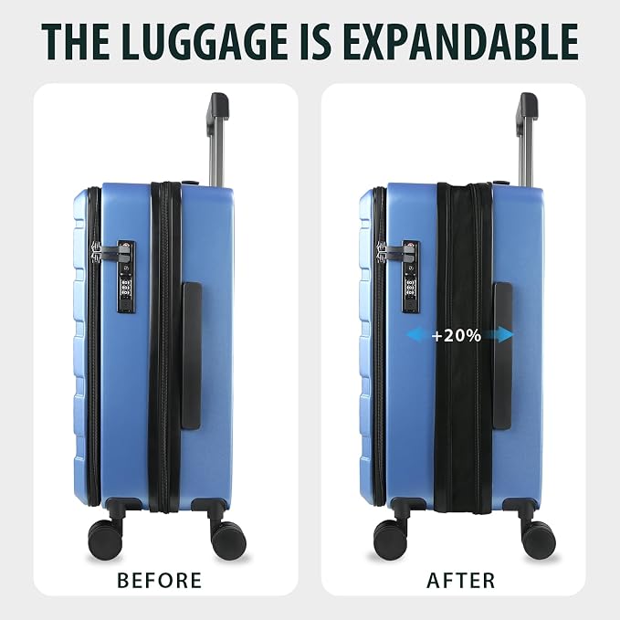 KROSER Carry On Luggage with Spinner Wheels & Built-in TSA Lock, Expandable Top - Image 5