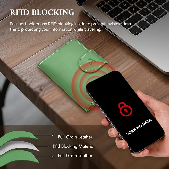 ALLIVE Rfid Passport Holder for Travel, Rfid Passport Cover Wallet, Genuine - Image 3