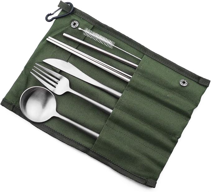 Gugrida Reusable Travel Utensils, 7 Pieces Portable 18/10 Stainless Steel - Image 3