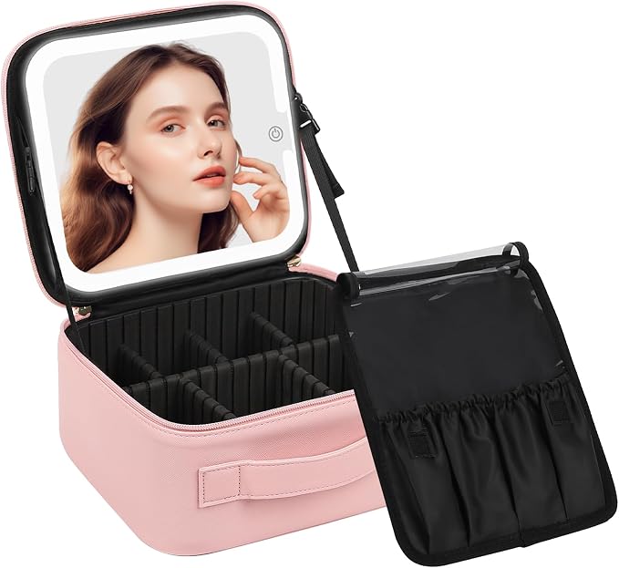 Chomeiu Makeup Bag with LED Mirror, Cute Cosmetic Bags Birthday Gifts by Chomeiu