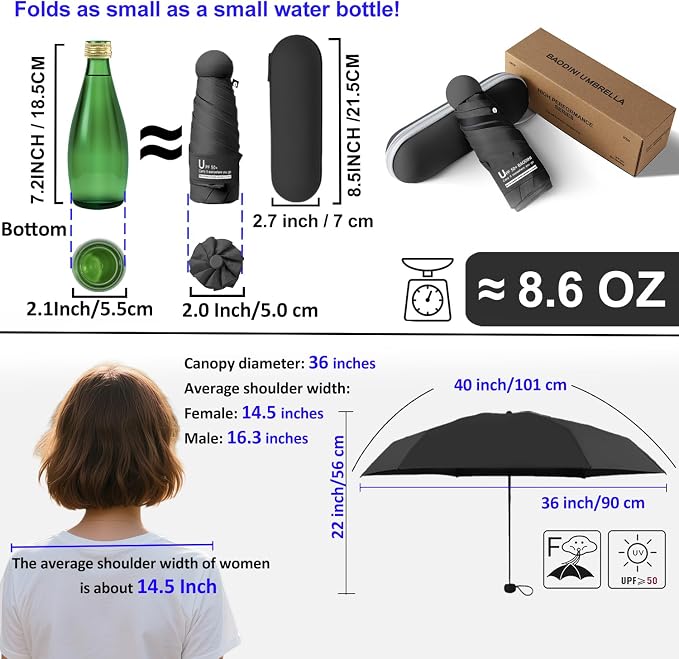 BAODINI Travel Essentials Mini Umbrella - Image 3